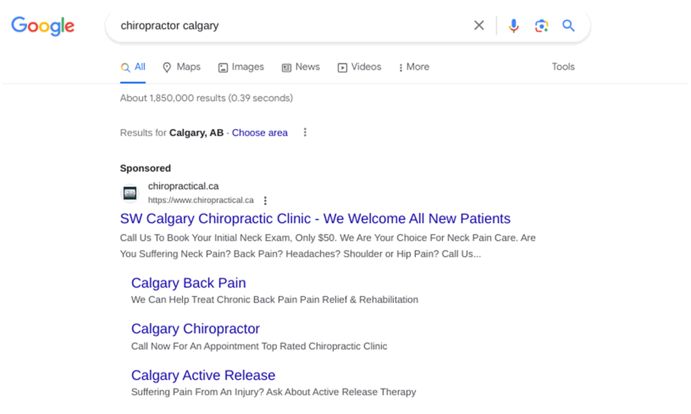 Normal search results